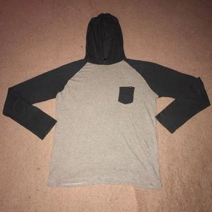 Mens Longsleeve Hooded Pocket T